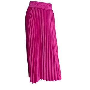 Pink Pleated Midi Skirt Medium Fairy Whimsical Coquette Feminine Stretch Shimmer